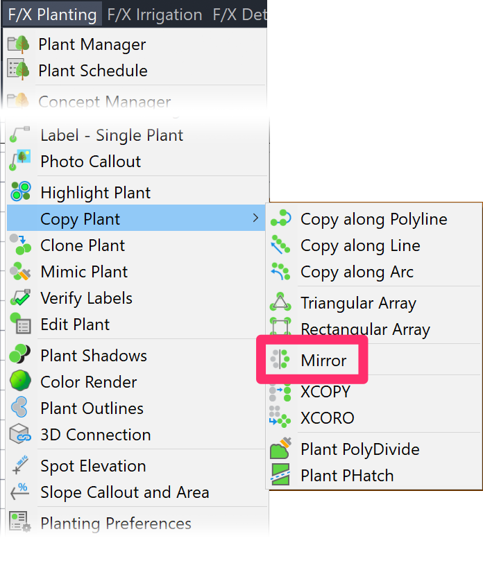 F/X Planting menu